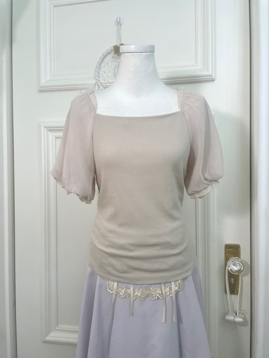 mute beige puff chiffon princess top 상품이미지1