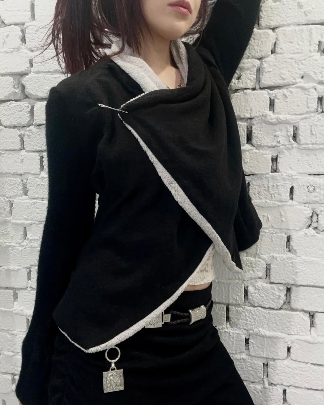 Asymmetrical Fleece Lined Jacket 상품이미지1