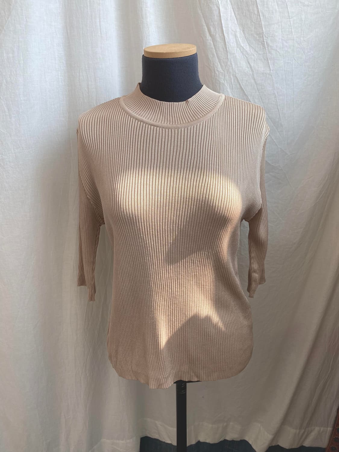 베이지 7부 니트탑(L) 상품이미지3