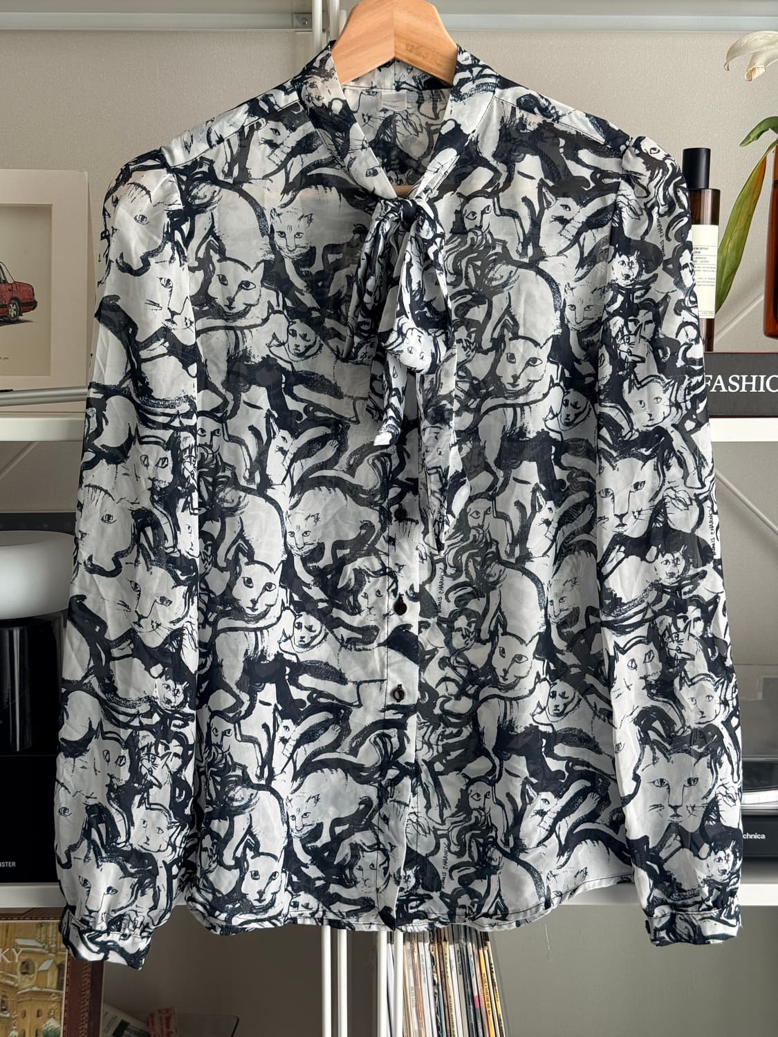 쉬폰 아티스트 프린트 (고양이 패턴 / Made in USA) 상품이미지1