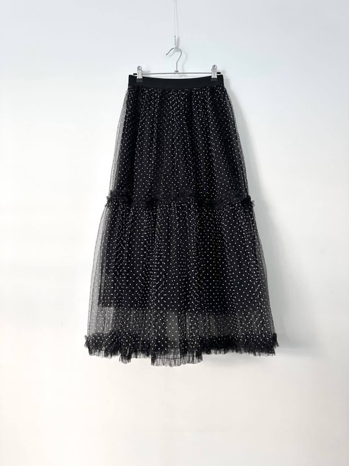 Dot frill can can sha skirt / black 상품이미지7