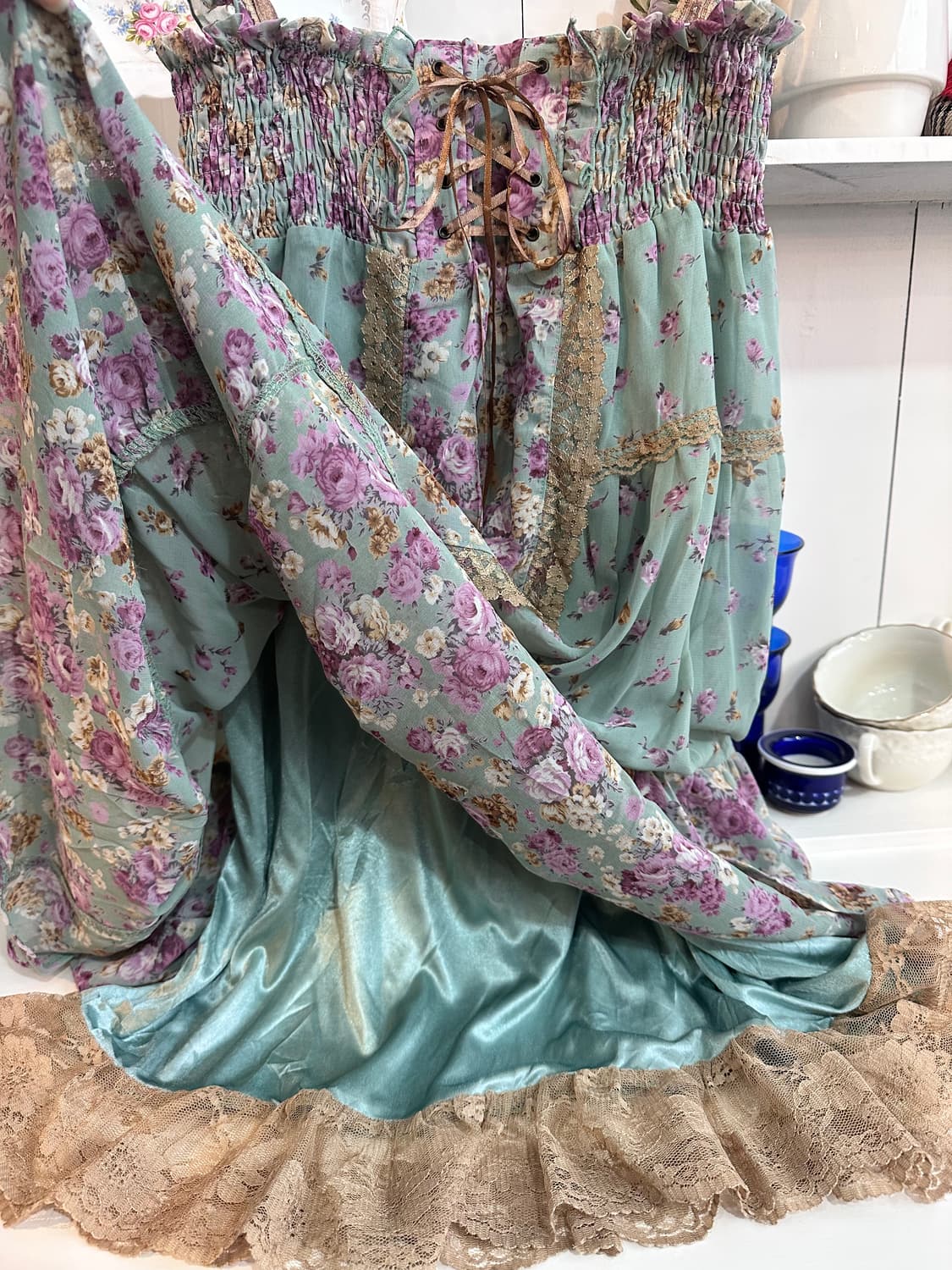 axes femme(액시즈팜) 로즈 플라워 코르셋 쉬폰 원피스 상품이미지7