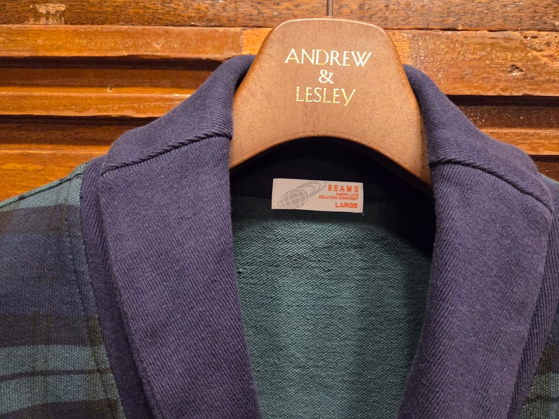 빔스 블랙와치패턴 숄칼라 카디건  상품이미지2