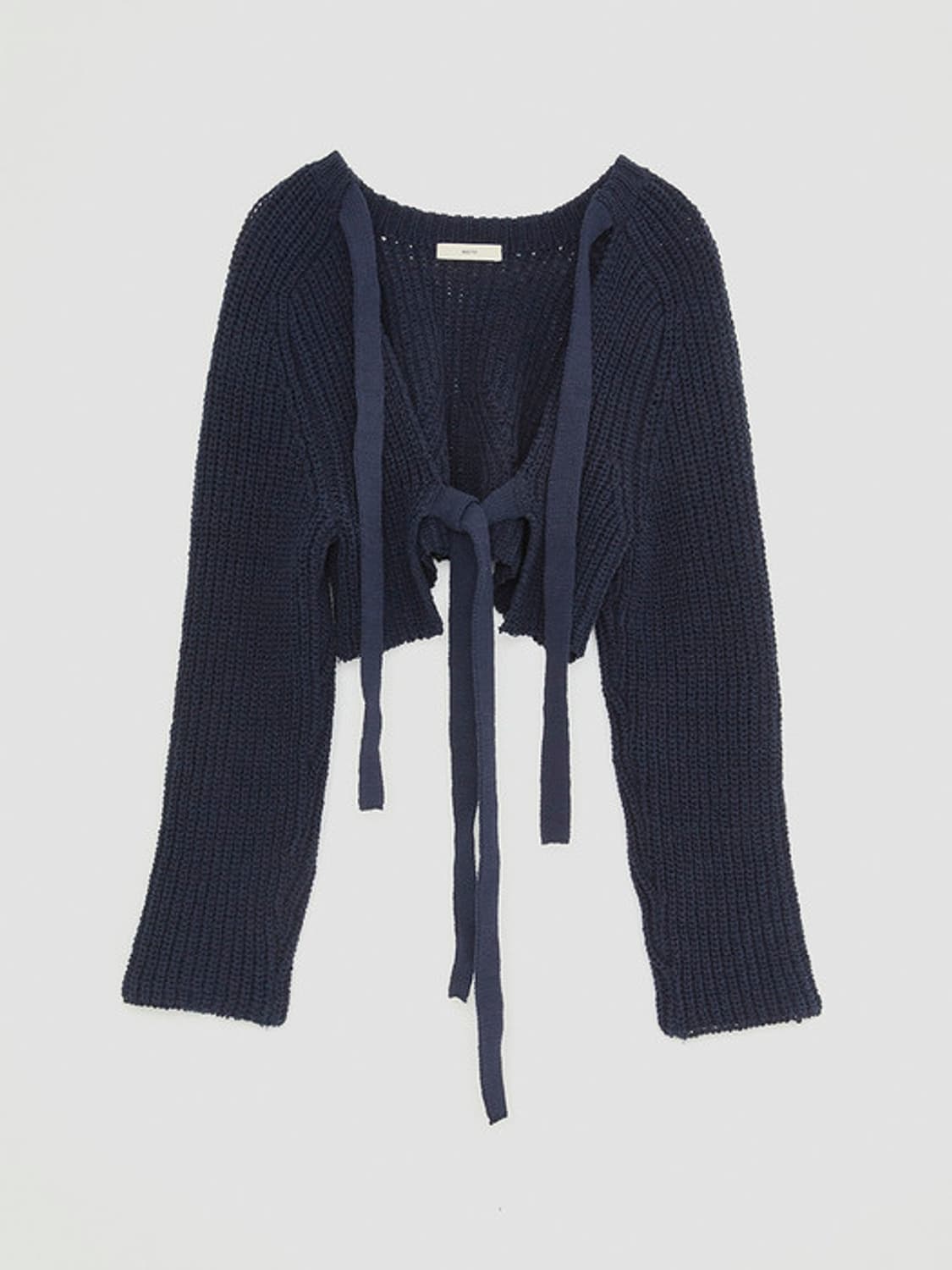 렉토 코튼 리본 타이즈 니티드 가디건 네이비 상품이미지4