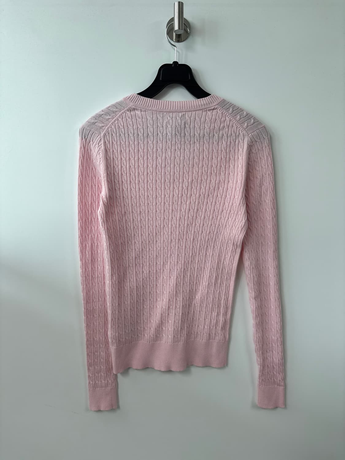 타미힐피거 브이넥 케이블 니트 여리핏 딸기우유 상품이미지5