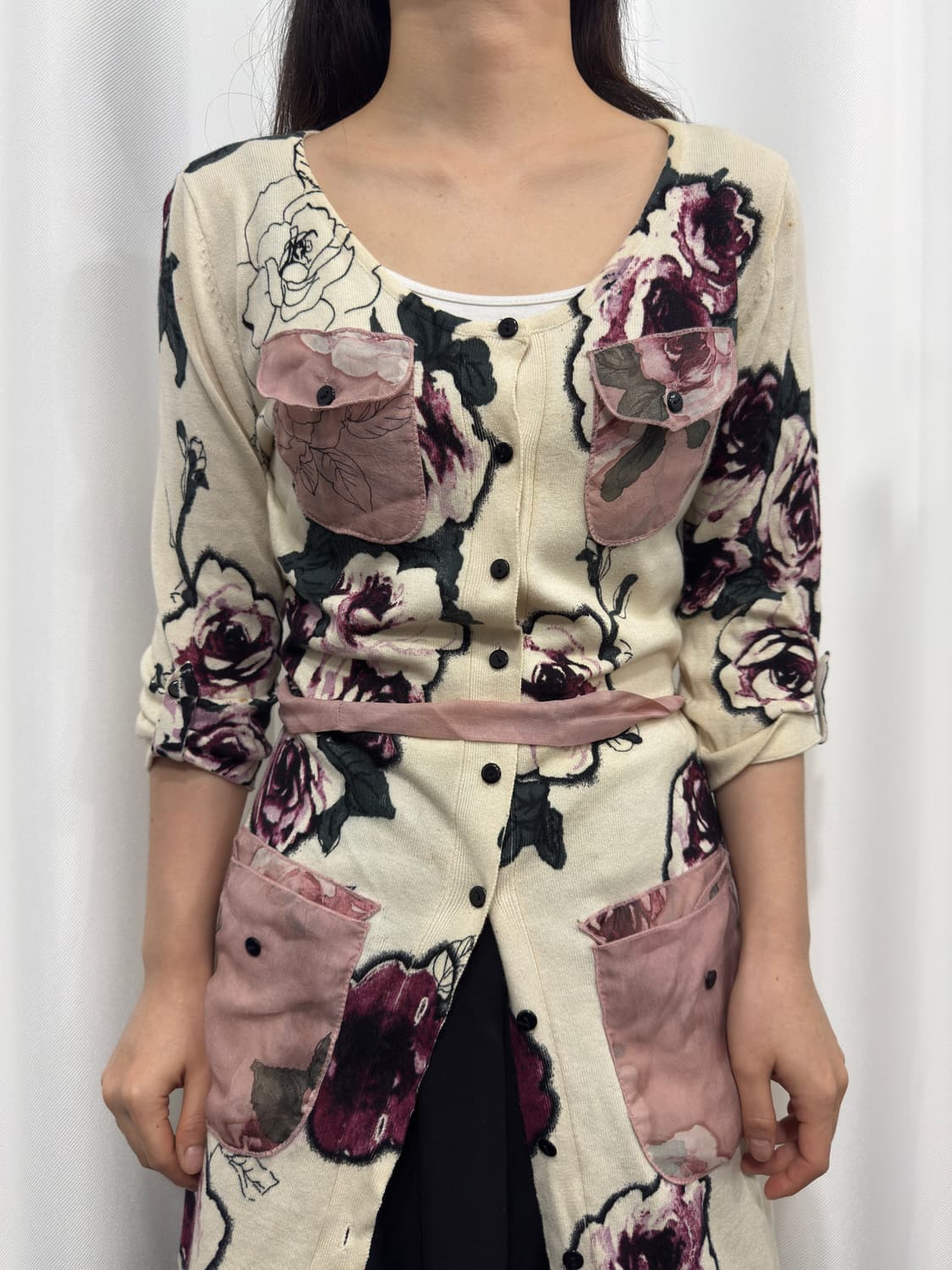 oriental flower design knit cardigan 상품이미지2