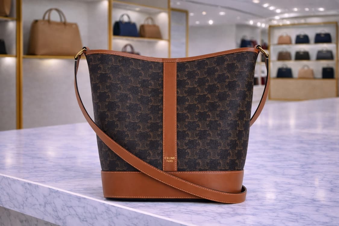 [A급] 셀린느 트리옹프 캔버스 & 카프스킨 버킷백 미디엄 판매합니다!! 상품이미지1