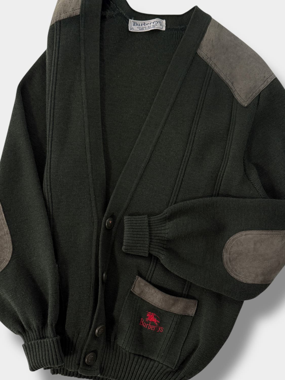 버버리 90‘s 오버핏 카키 코만도 니트 울 가디건 상품이미지2