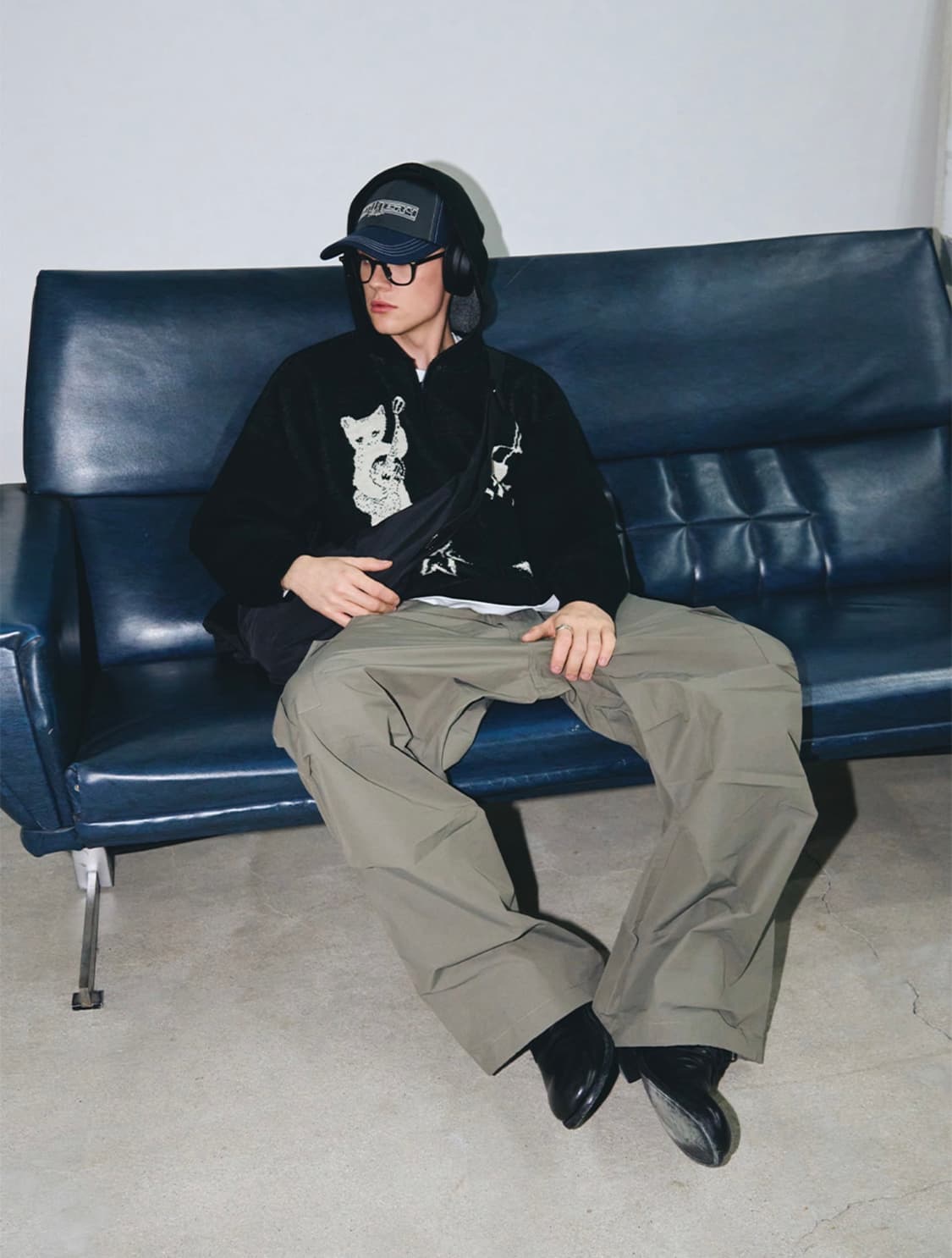 레더리 인사이드 더 클로젯 고양이 캣 니트 후드집업 블랙 L 상품이미지5