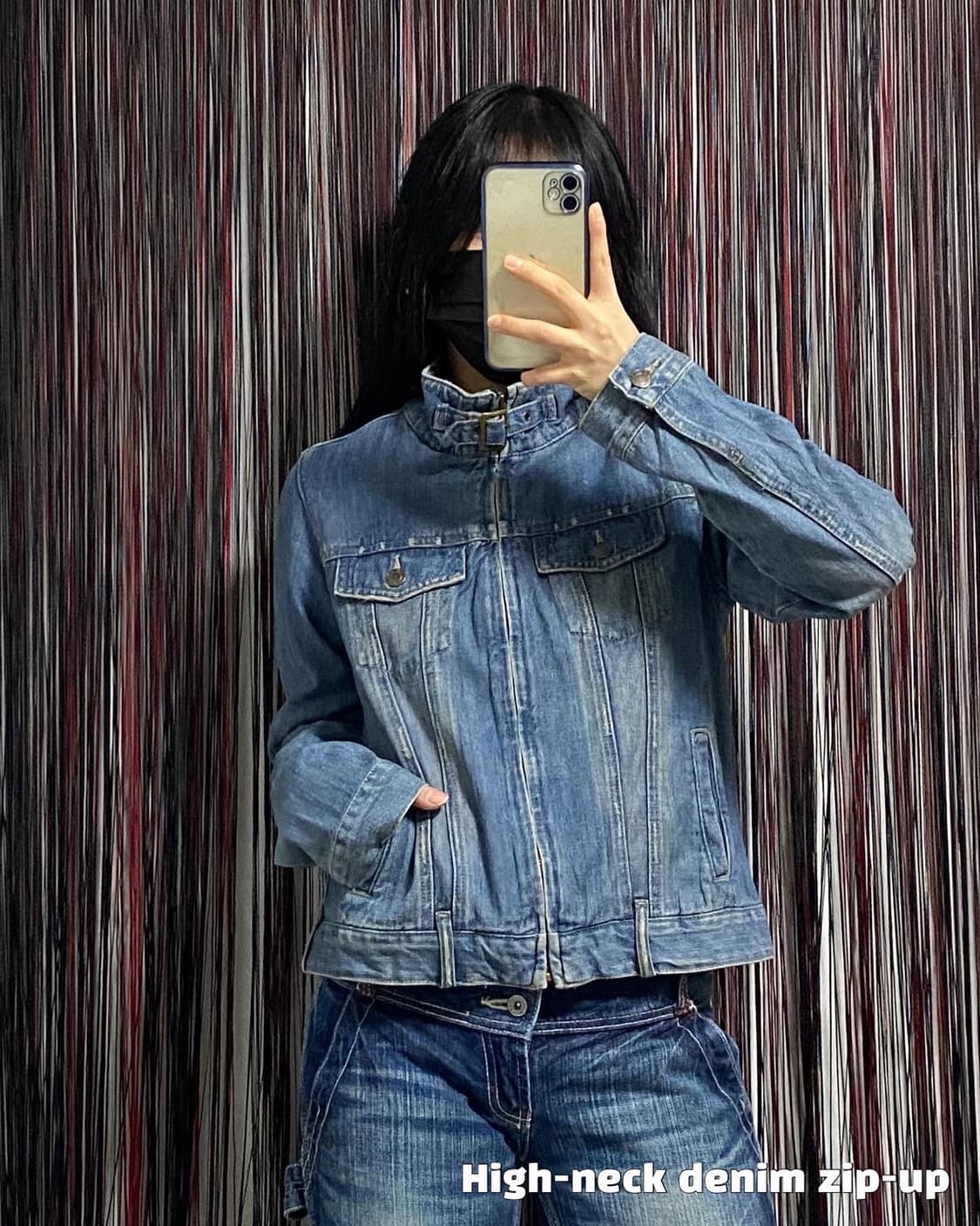 Japan) 데님 하이넥 집업 ✔️𝙎𝙞𝙯𝙚 상품이미지1