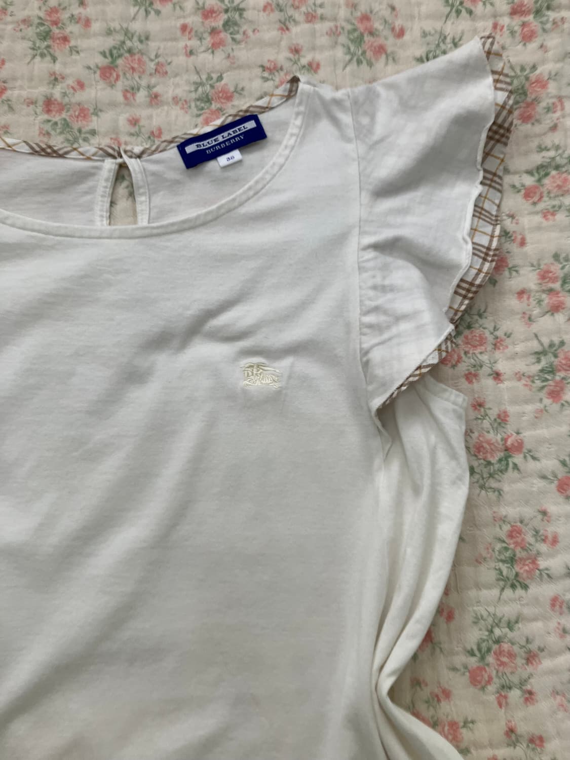 버버리 블루라벨 체크 레이스 블라우스 1079 모리걸 y2k 스트릿 갸루 상품이미지3