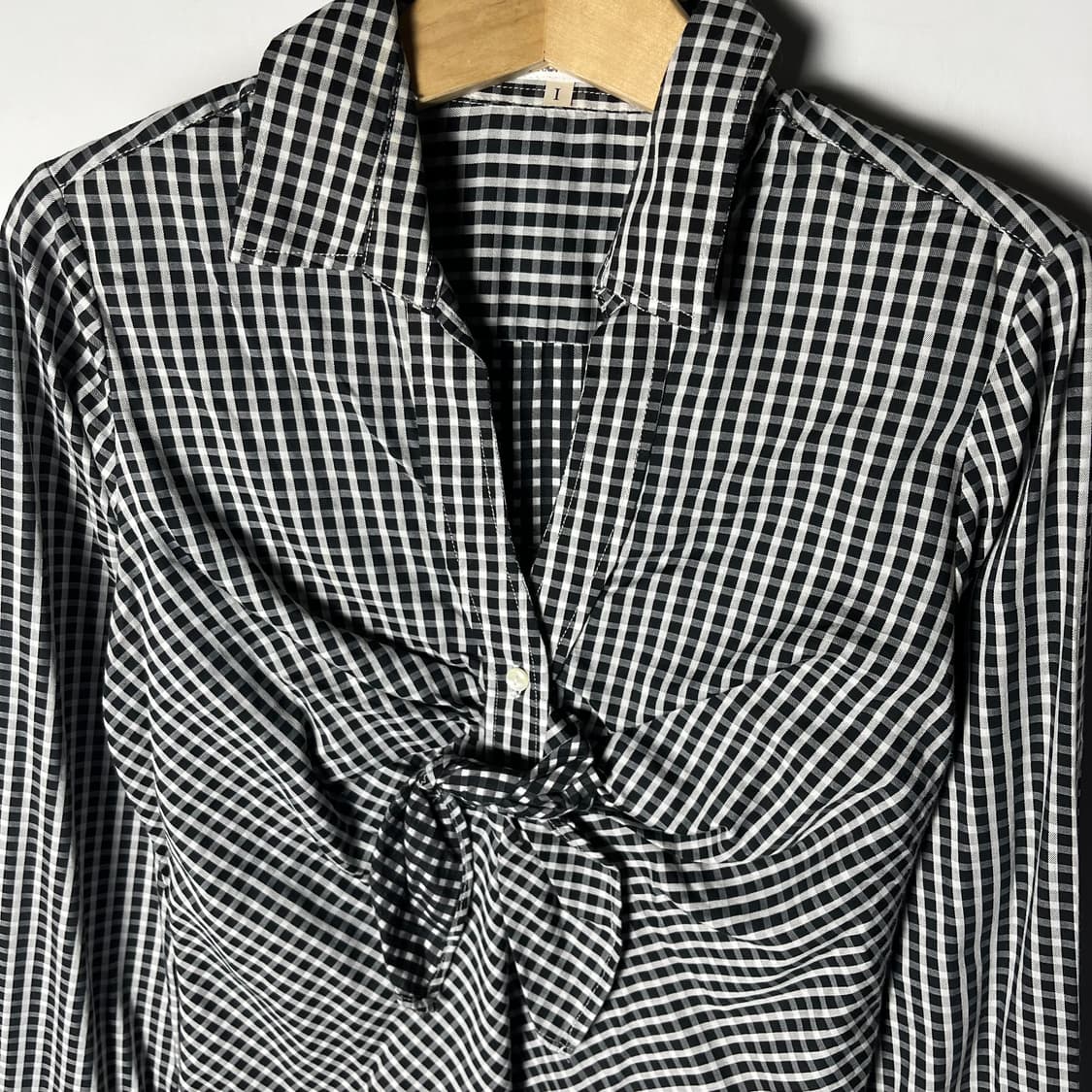 [Naracamic] 나라카미체 드레이프 체크 블라우스 상품이미지2