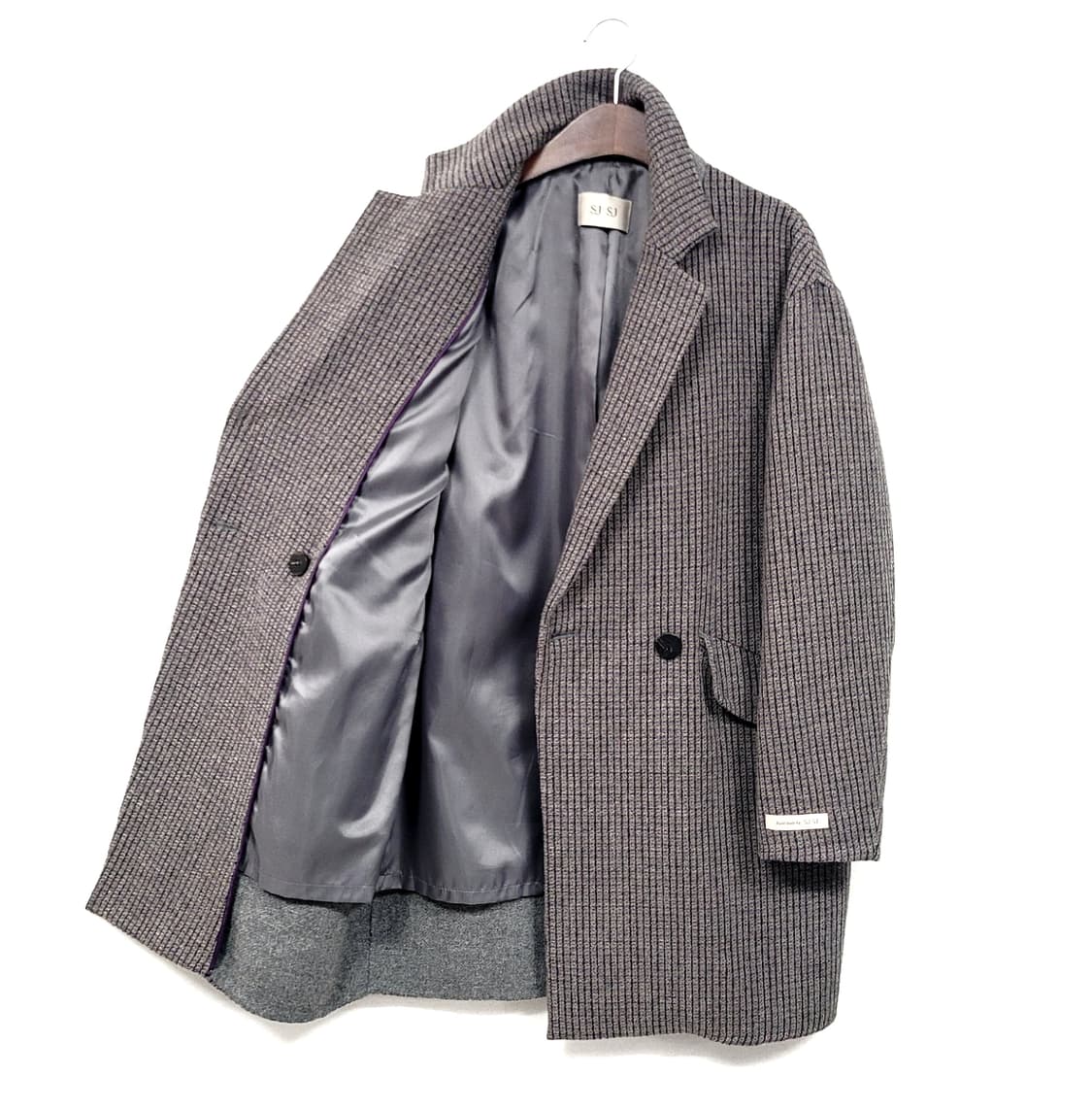 SJSJ 오버핏 체크모직코트 상품이미지3