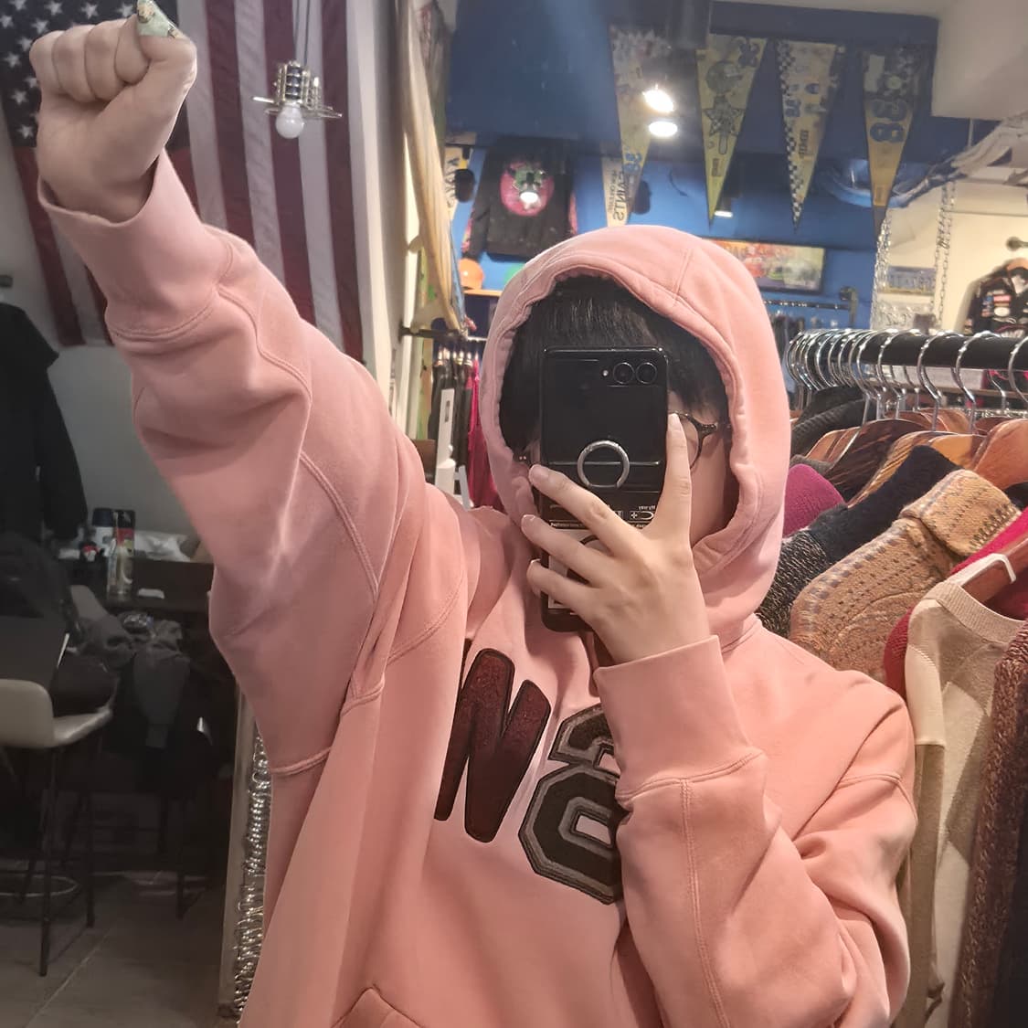 [NO.9] 나이키 핑크 레터링 후드티 상품이미지3