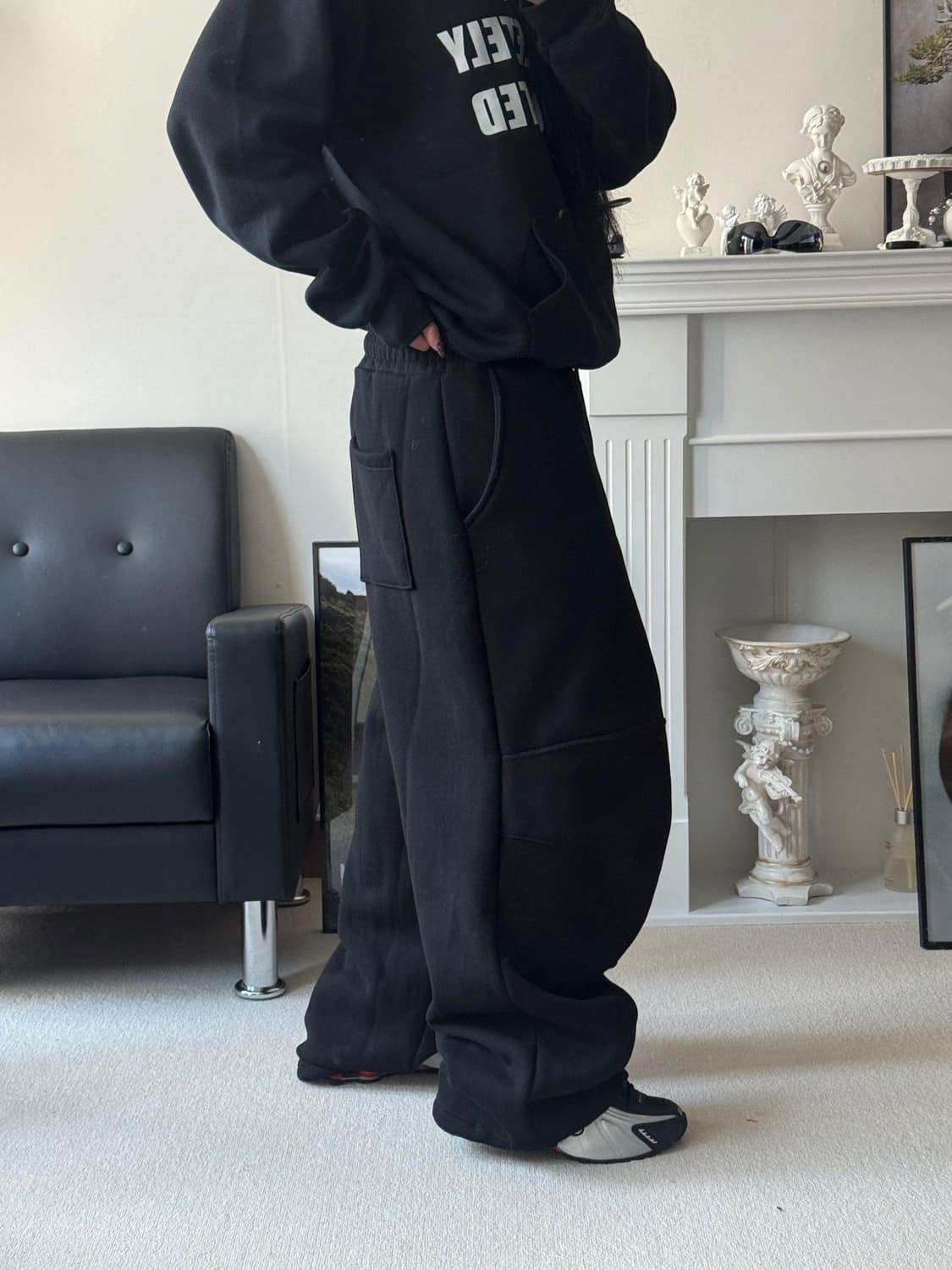 남여공용 핀턱 커브드 핀턱 파라슈트 팬츠  상품이미지4