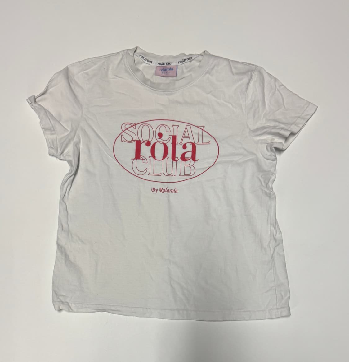 여성 로라로라 22년도 로라 클럽 로고 반팔 티셔츠 xs 화이트 상품이미지1