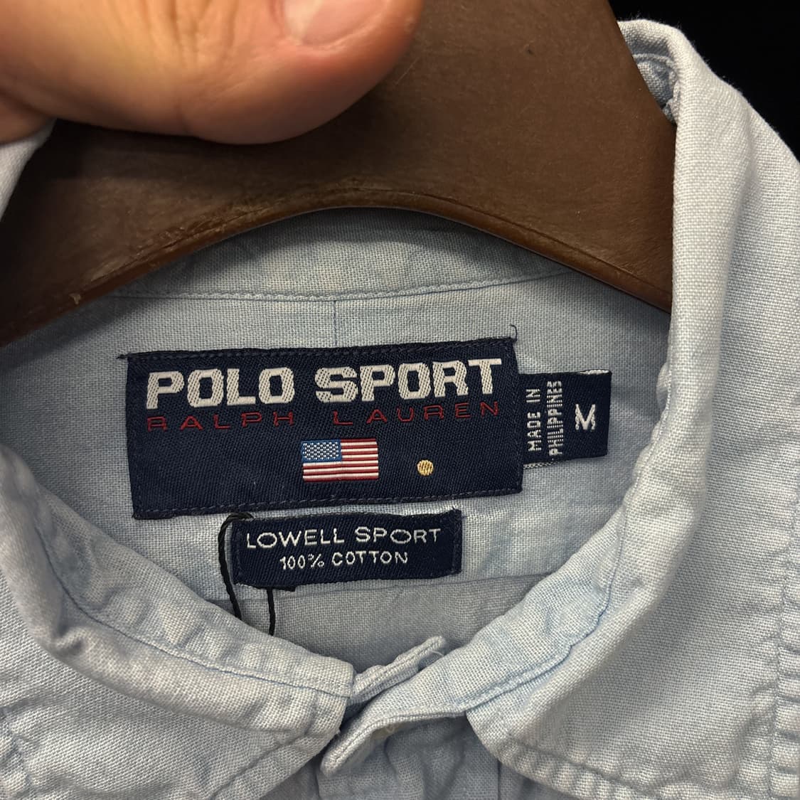 90s 폴로스포츠 올드스쿨 라인 시그니처 로고자수 샴브레이셔츠 N1011 상품이미지7