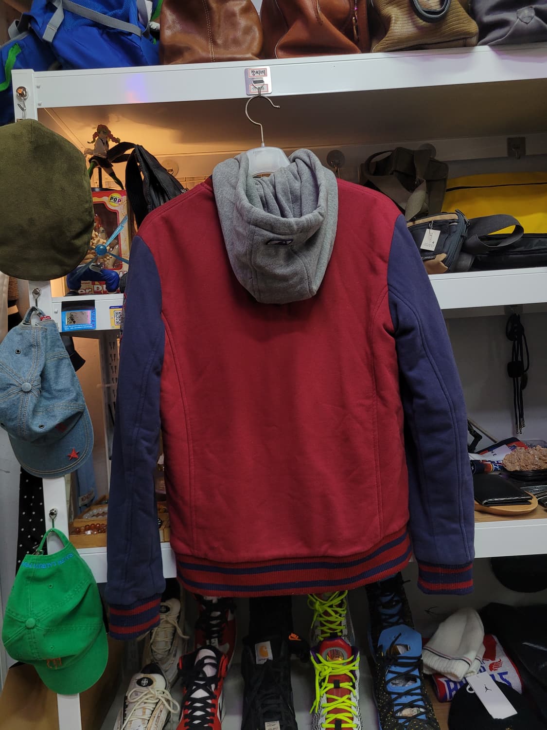 MLB 보스턴 레드삭스 후드 야구 점퍼 코튼 바시티 버건디 진네이비 상품이미지2