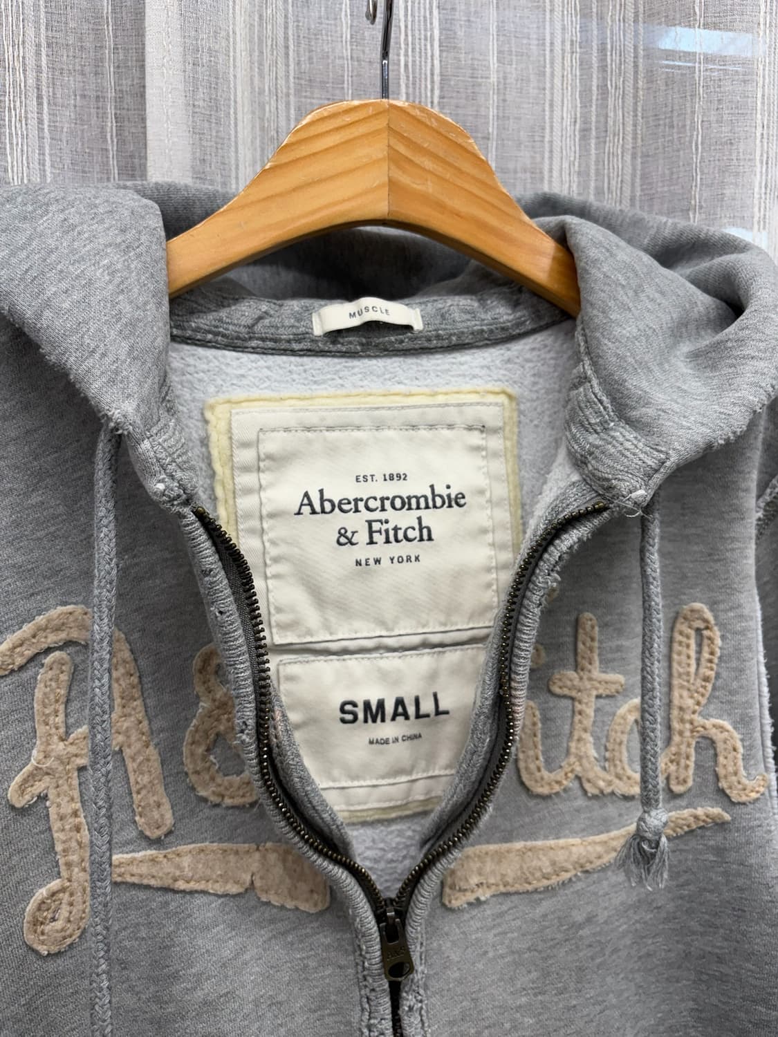 아베크롬비 로고 회색 후드집업 후드티 상품이미지6
