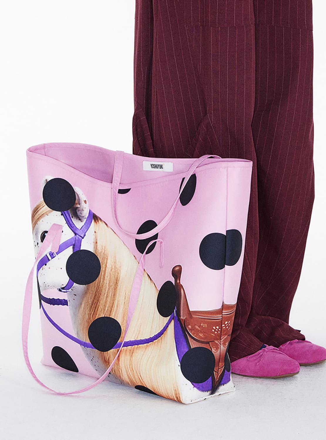 YOSHUYUKI Pink Polka Dot Pony Tote Bag 상품이미지3