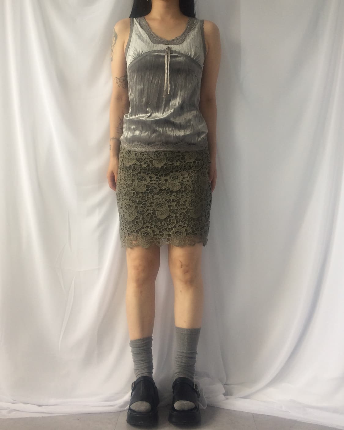 Lace trimming velvet sleeveless 상품이미지6