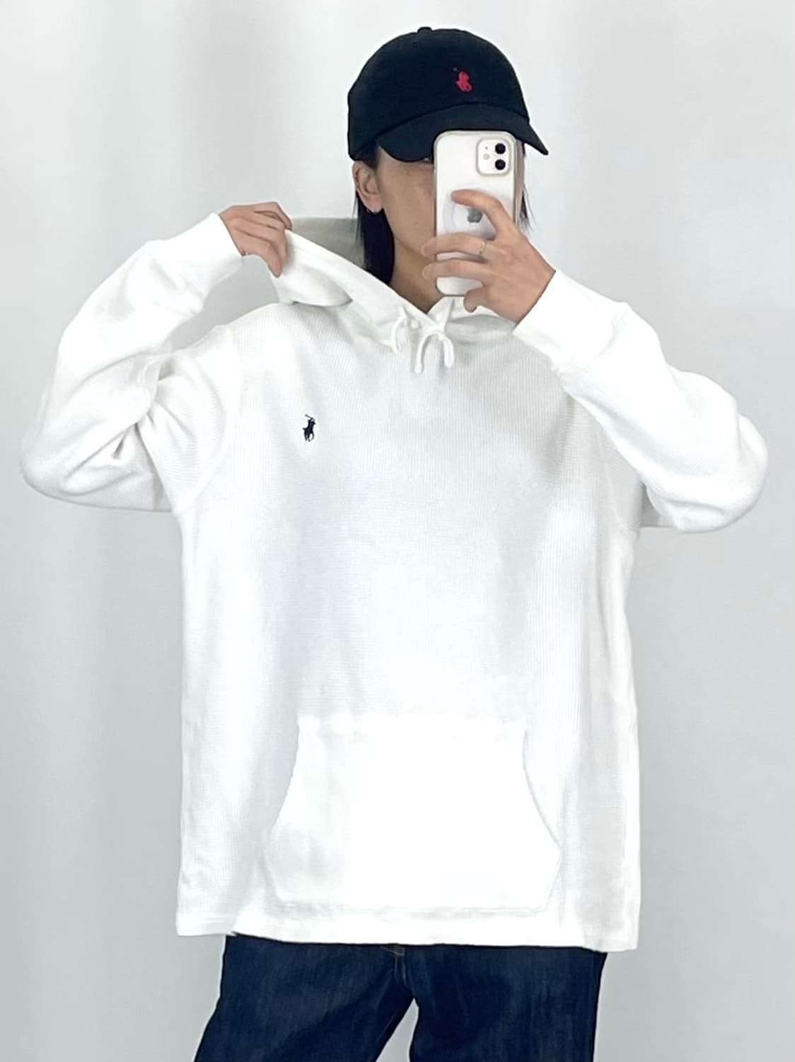 [L]폴로 네이비포니 화이트 와플 후드티CK9777 상품이미지3