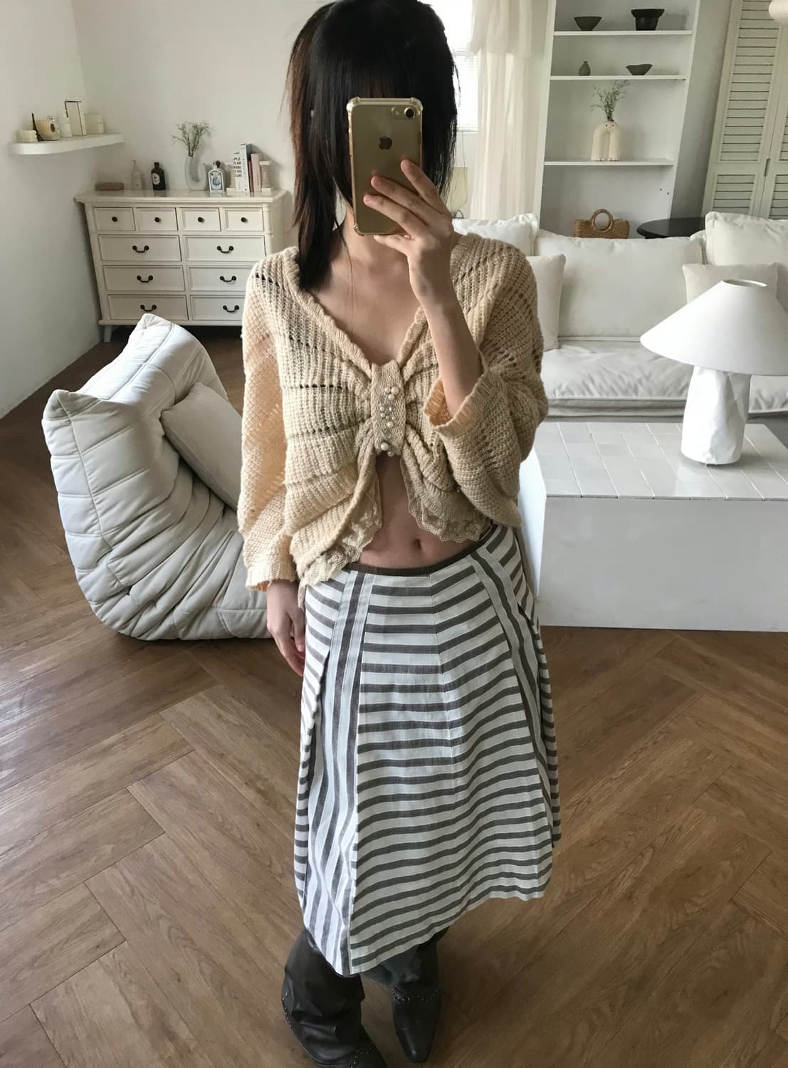 vintage stripe pattern skirt 상품이미지4