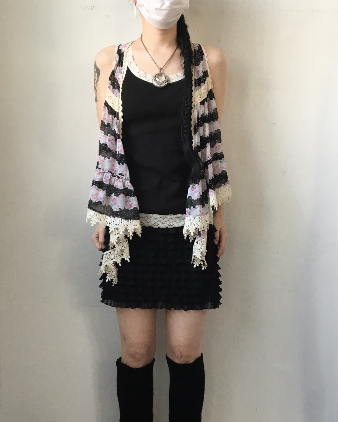Flower pattern layer open vest 상품이미지4