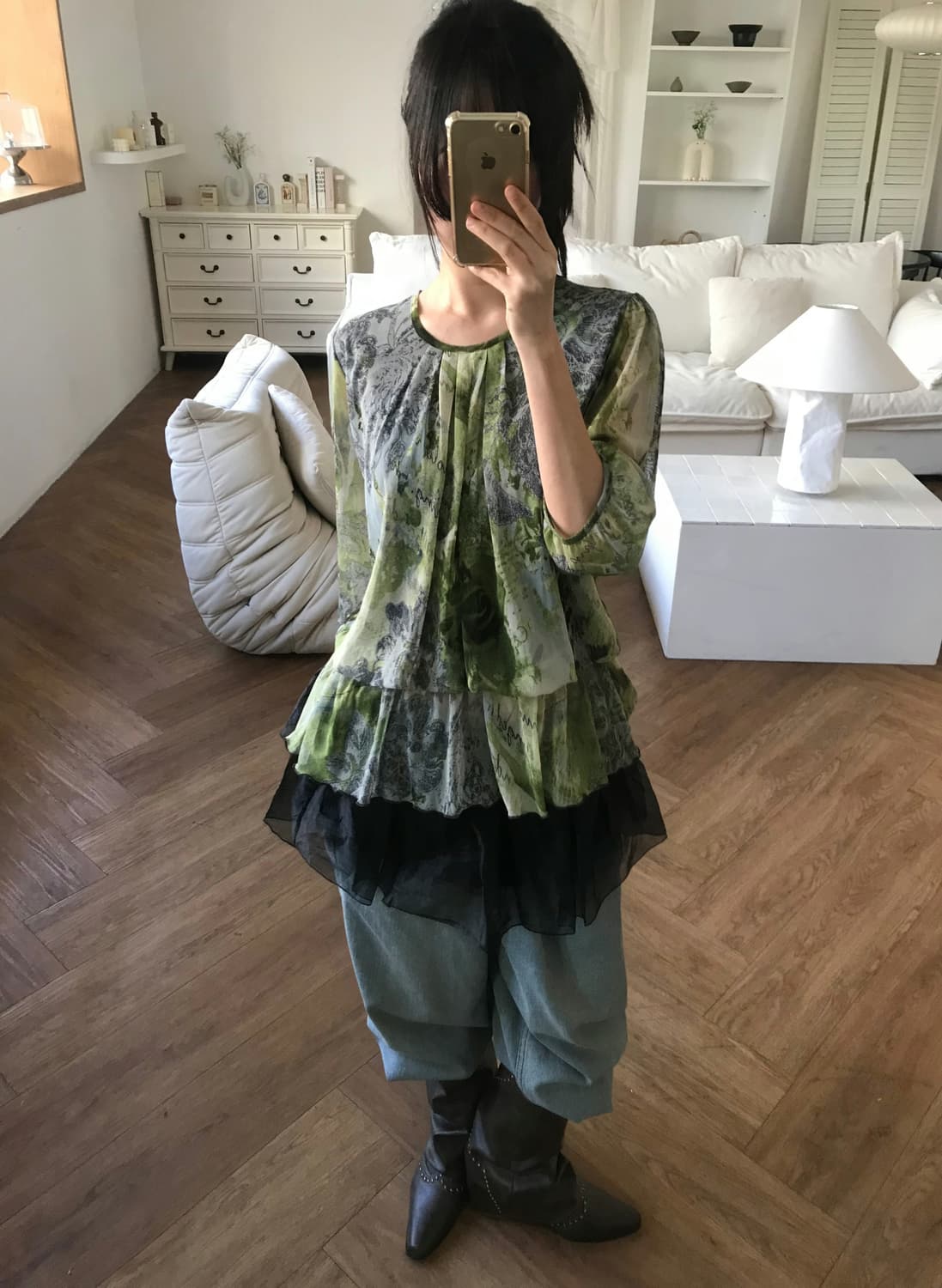 vintage pattern mash top 상품이미지1