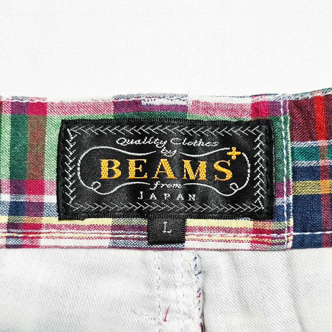 [L(33-34)][빔즈플러스] 마드라스 체크 패치워크 숏 팬츠 상품이미지5