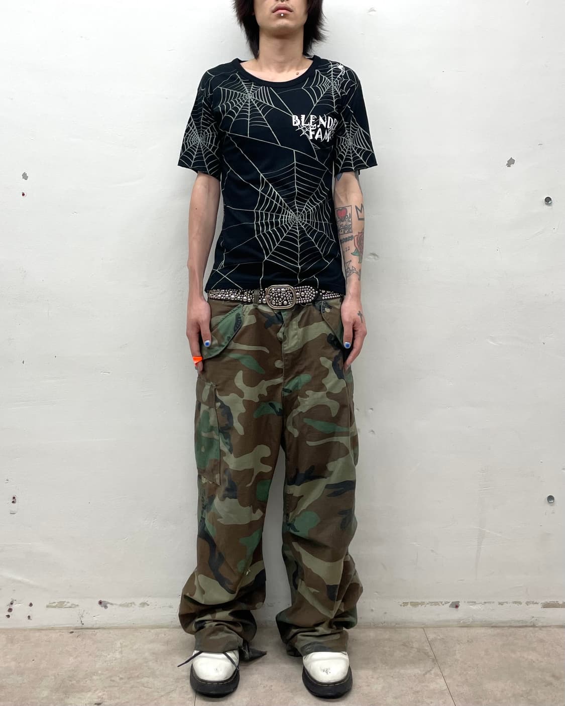 spider silk black vintage T-shirt  상품이미지5