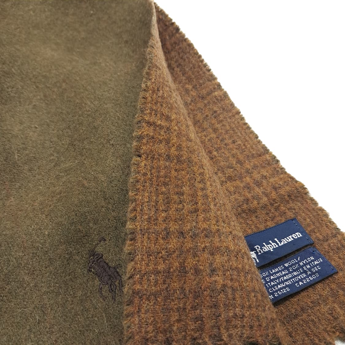 MX274 폴로 랄프로렌 올리브그린 하운드투스 양면 램스울 목도리 머플러 상품이미지4