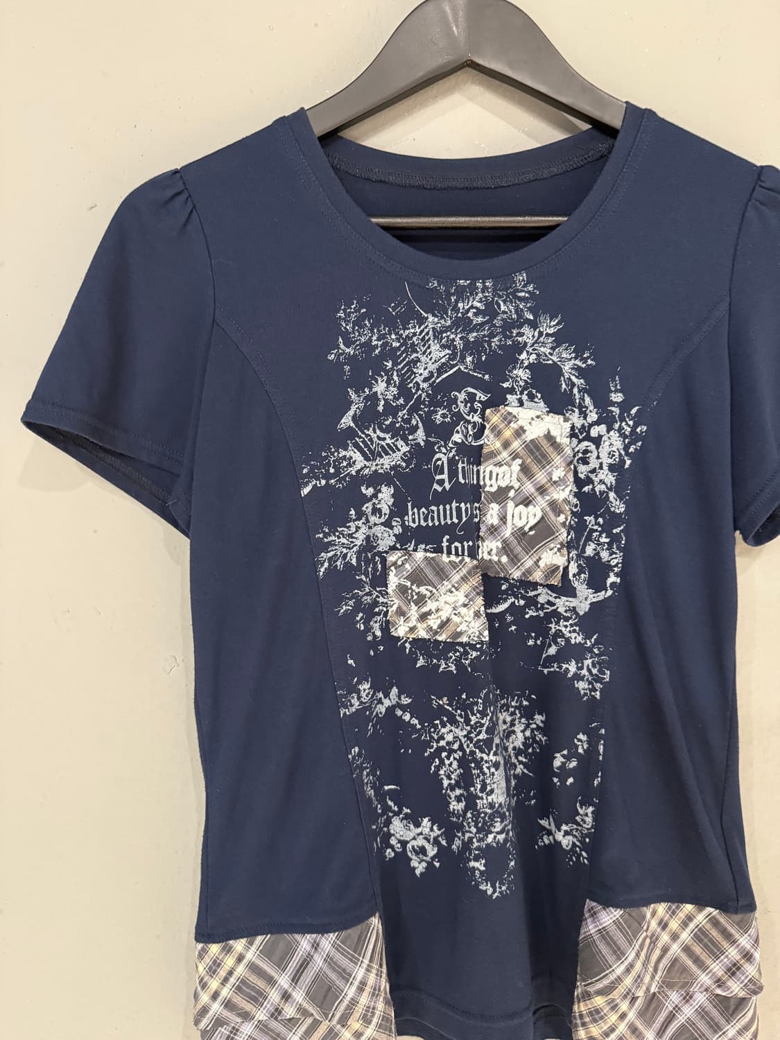 check pattern point lettering top 상품이미지7