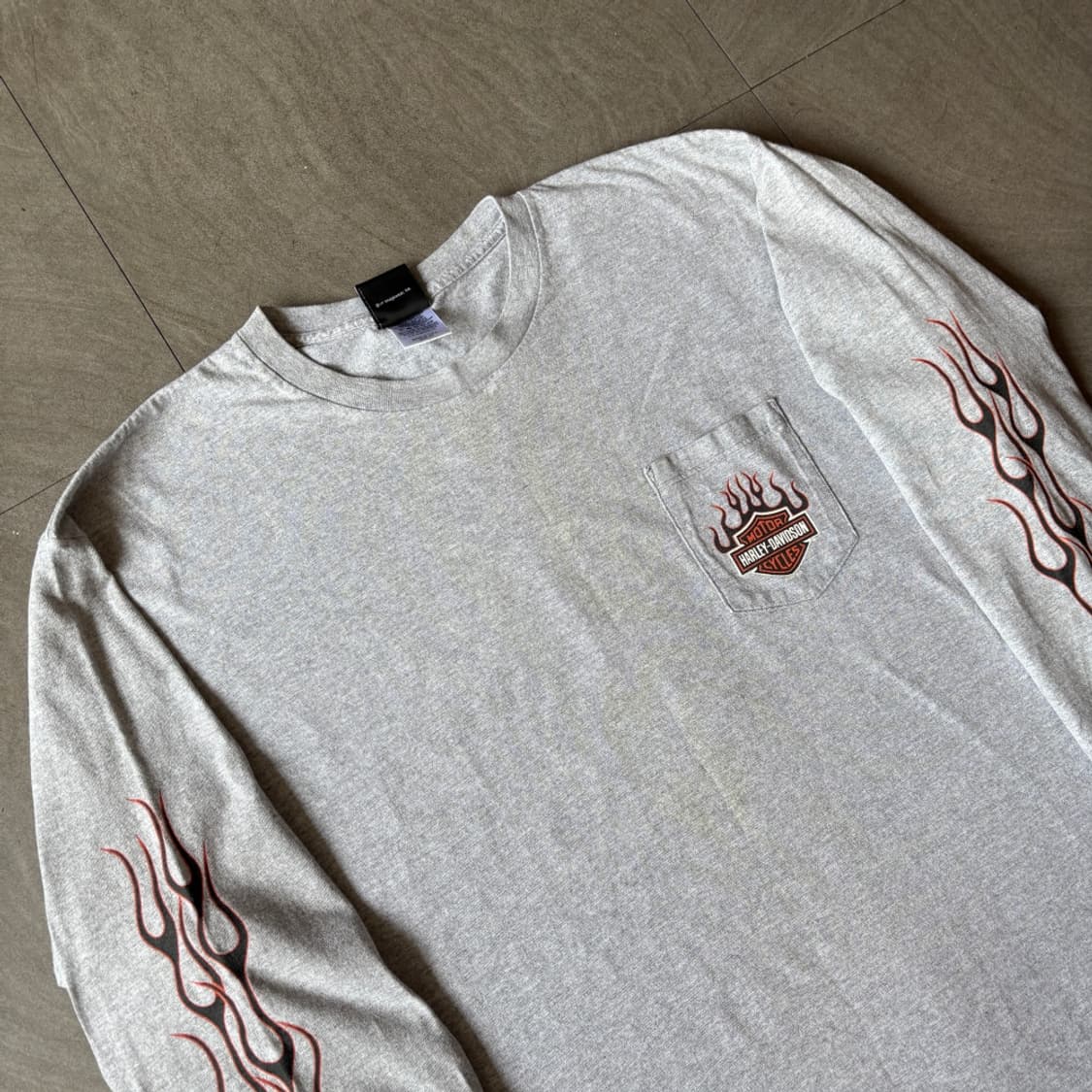 할리데이비슨 미국 생산 그레이 플레임 긴팔 티셔츠 상품이미지2