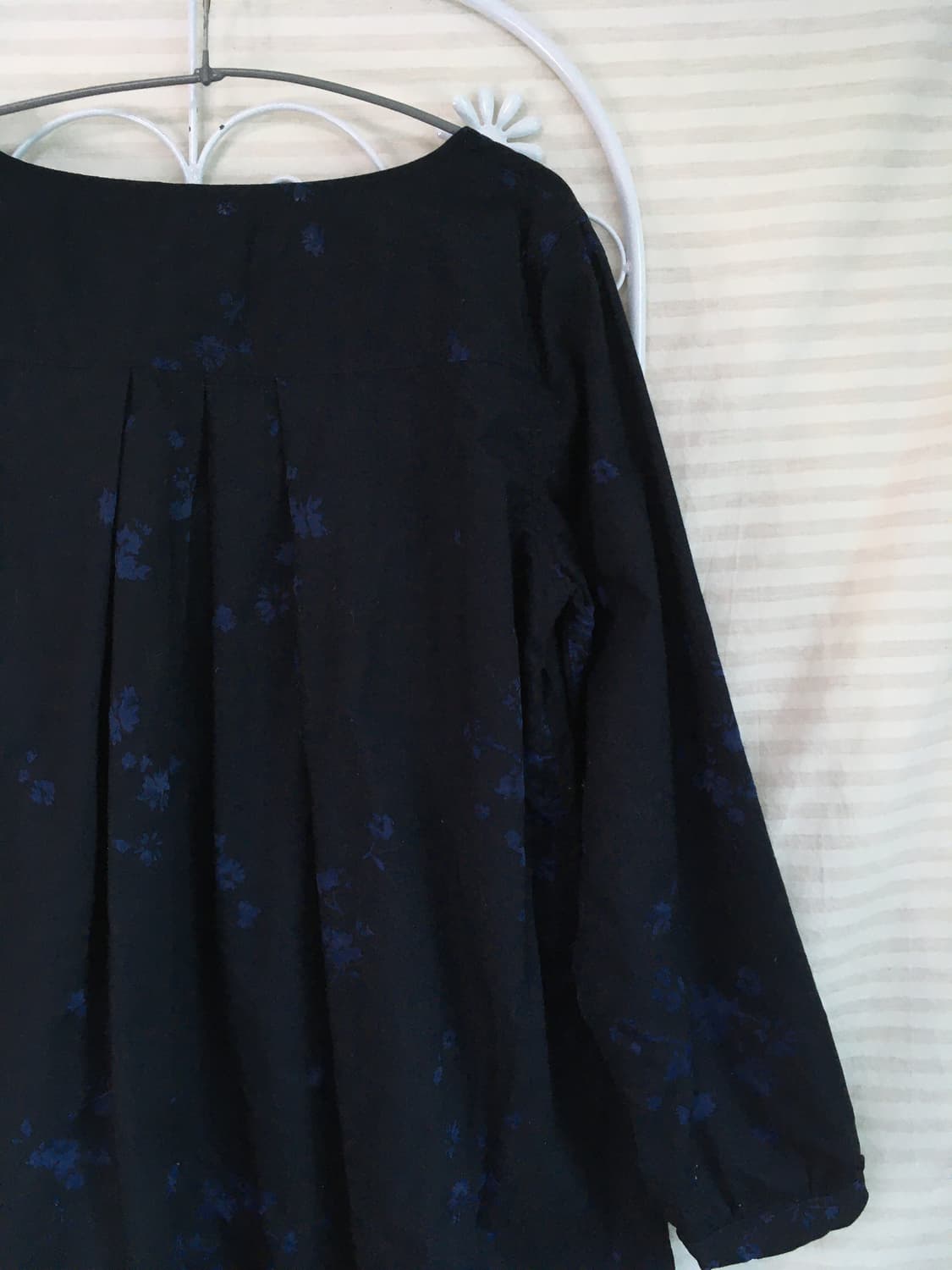 빈티지 네이비 플라워 핀턱 버튼 원피스 y2k 스트릿 갸루 펑키 일본빈티 상품이미지4