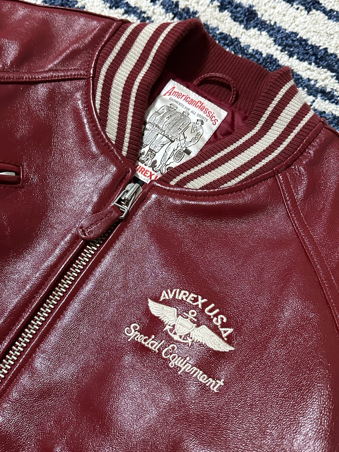 AVIREX 가죽 바시티자켓 사이즈 XS (실사이즈 M-L) 상품이미지5