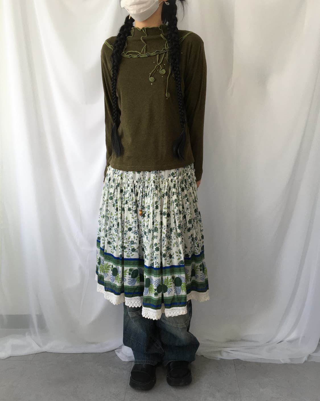 Plants pattern skirt 상품이미지5