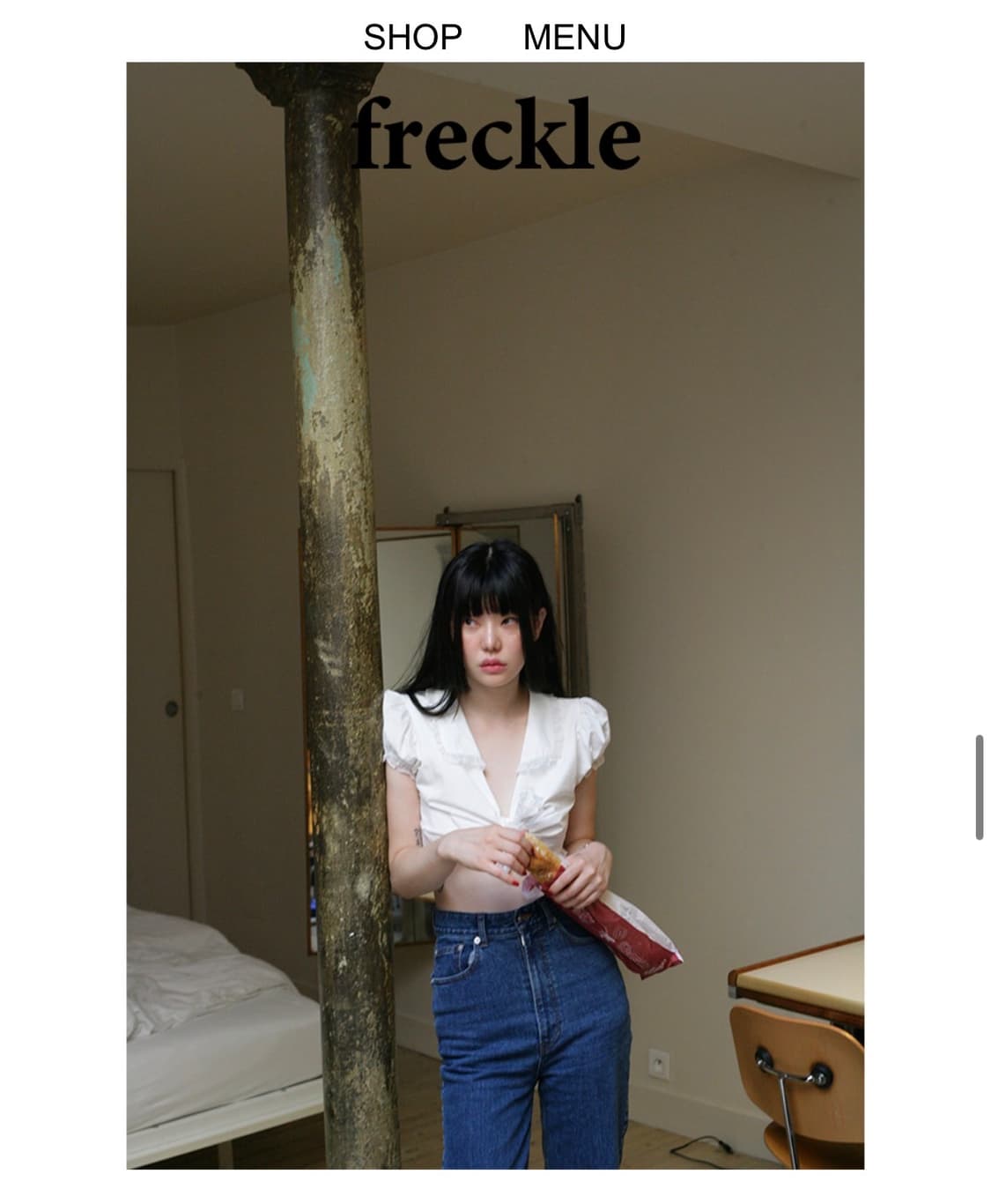 프레클 레이스 크롭 블라우스 lace trim crop blouse 상품이미지4