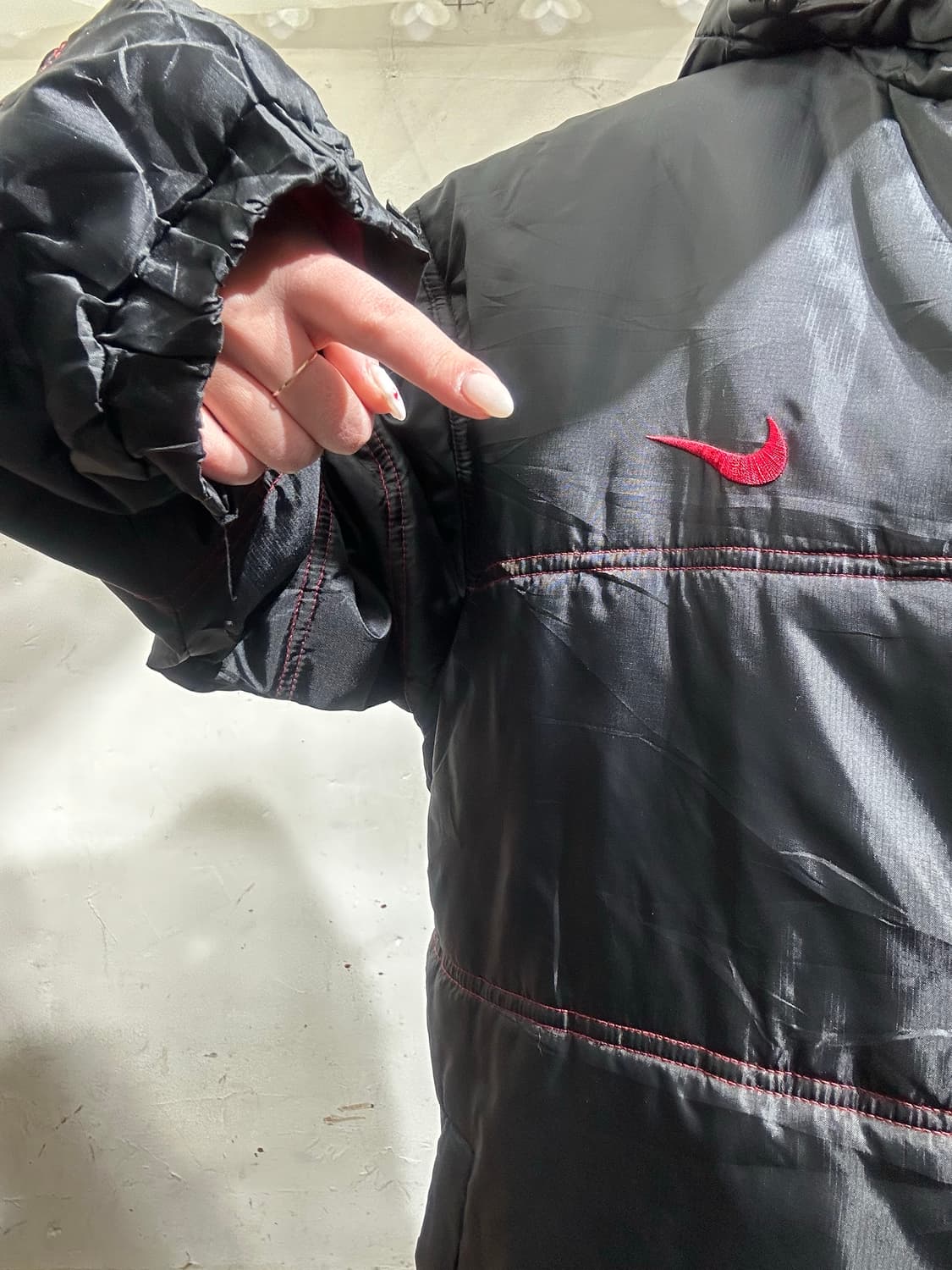 나이키 블랙 올드스쿨 레드 빅 로고 후드 점퍼 자켓 M 상품이미지4