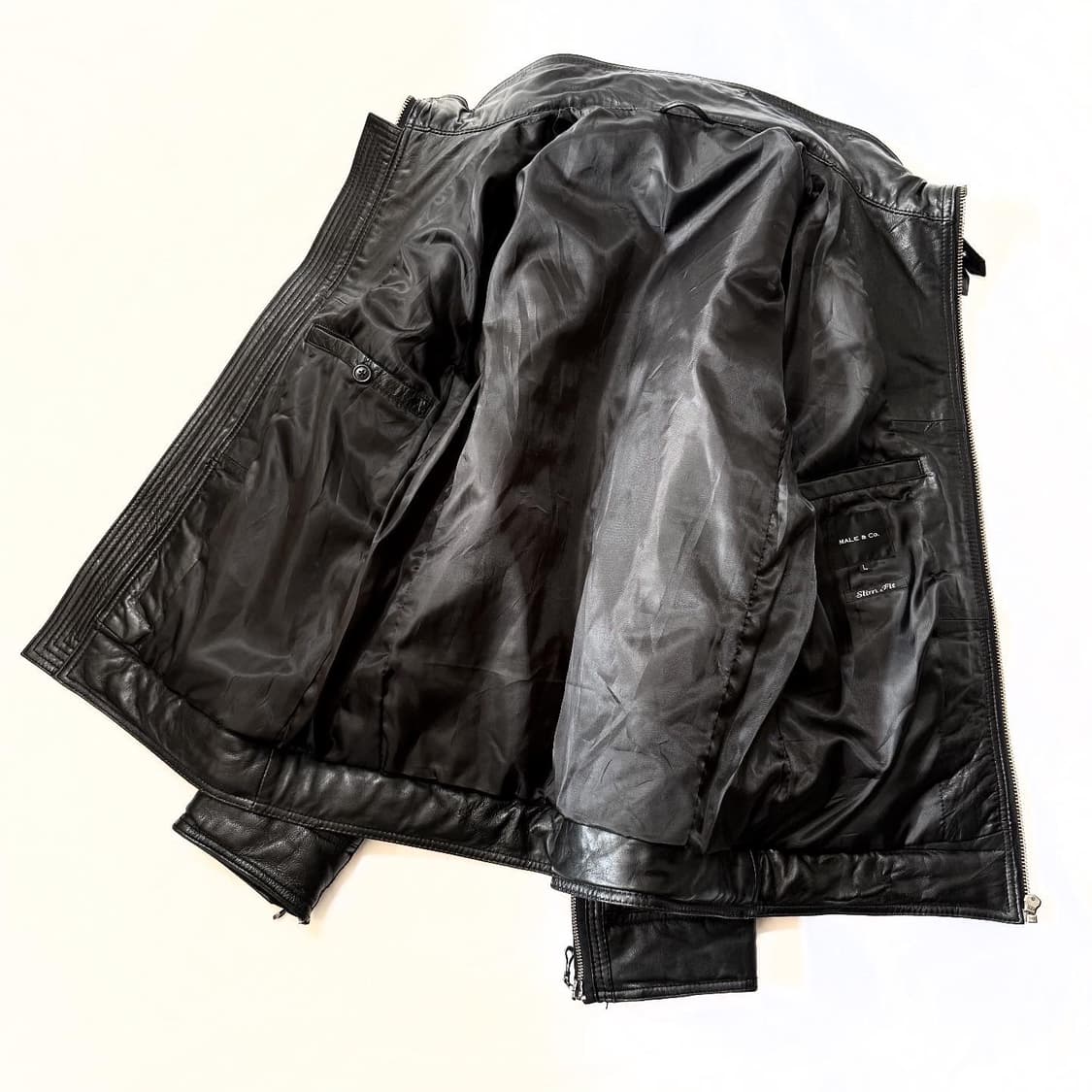 MALE&CO - 하이넥 레더 자켓 상품이미지4