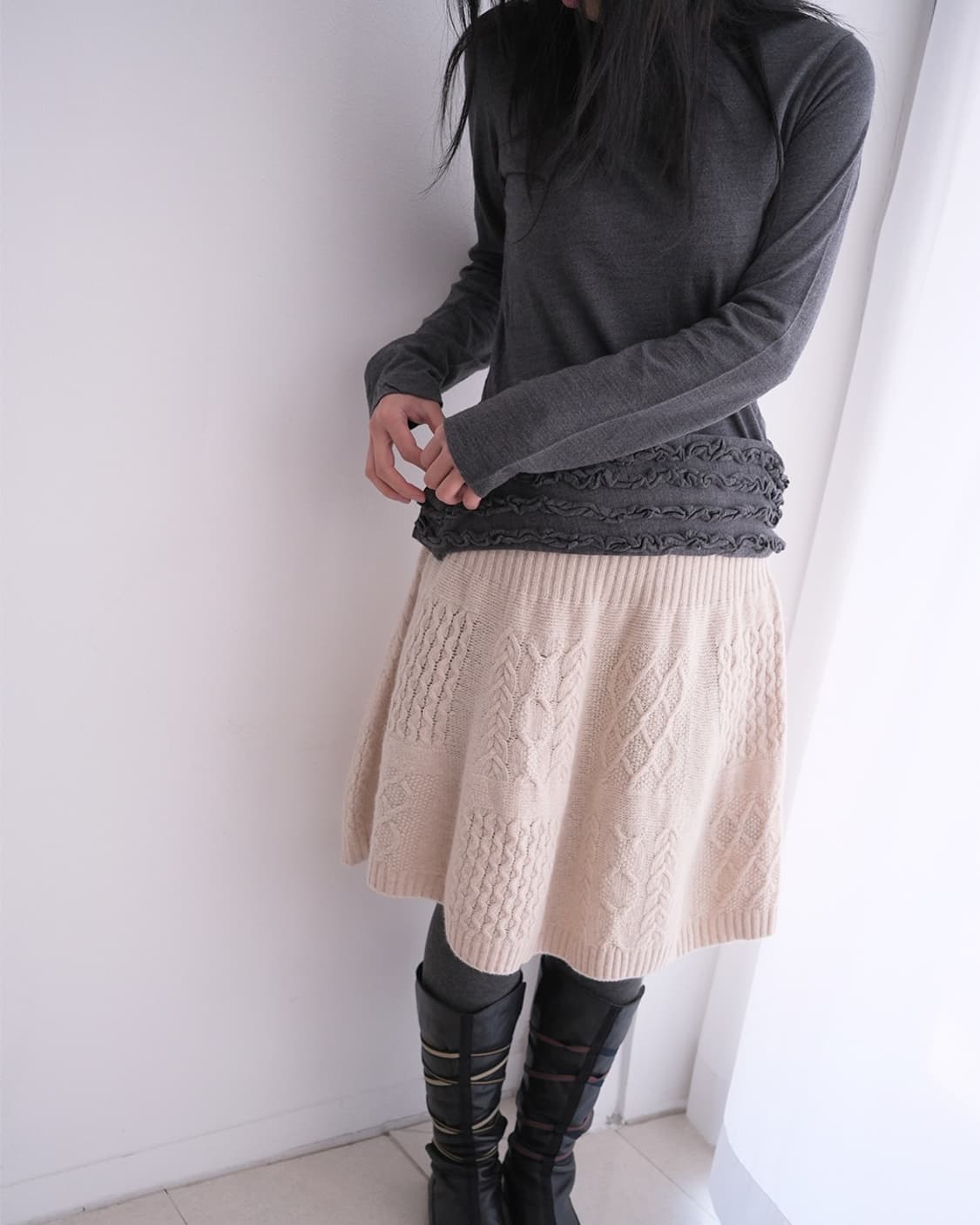 Cable knit skirt 상품이미지1