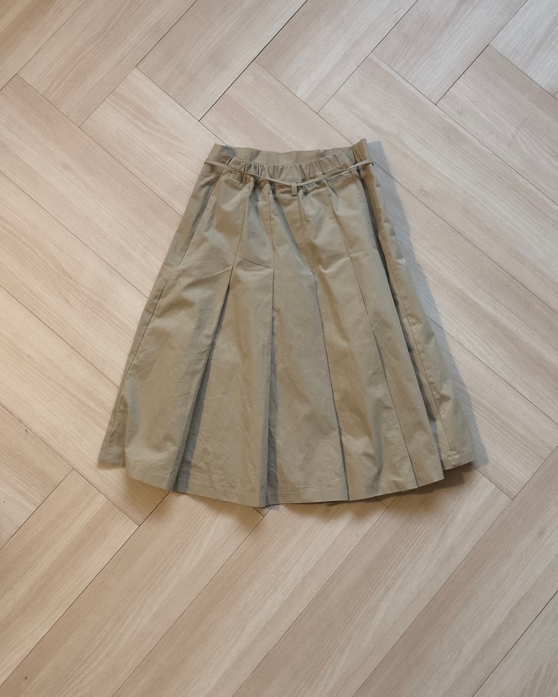 [Vintage] A-line Pleated Wrap Skirt (Bei 상품이미지3