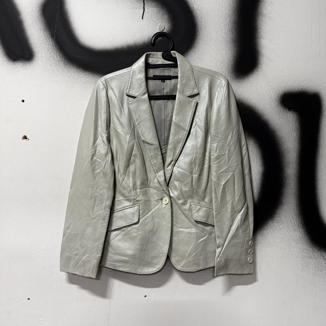 VTG 빈티지 100%쉽스킨 스티치 디테일 실버 양가죽 싱글 자켓 상품이미지1