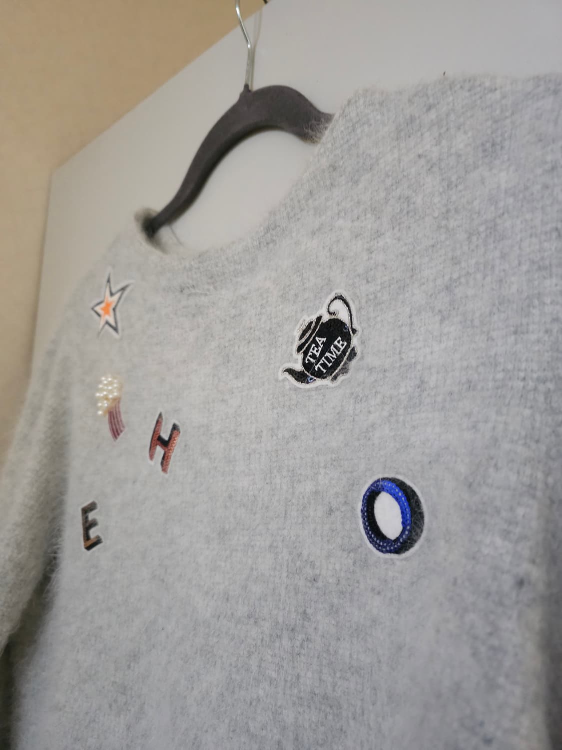 지컷 패치장식 앙고라 니트 상품이미지2