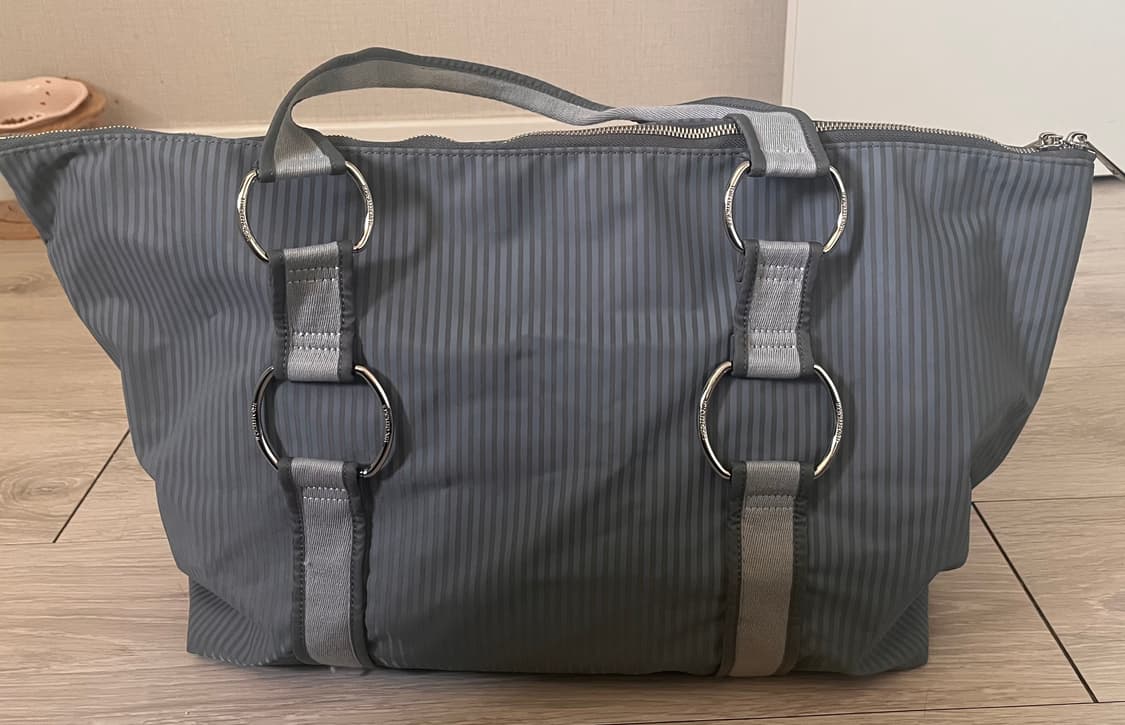 루즈슬립오버 베가본드 나일론 링 토트 *실버 그레이 스트라이프 상품이미지1