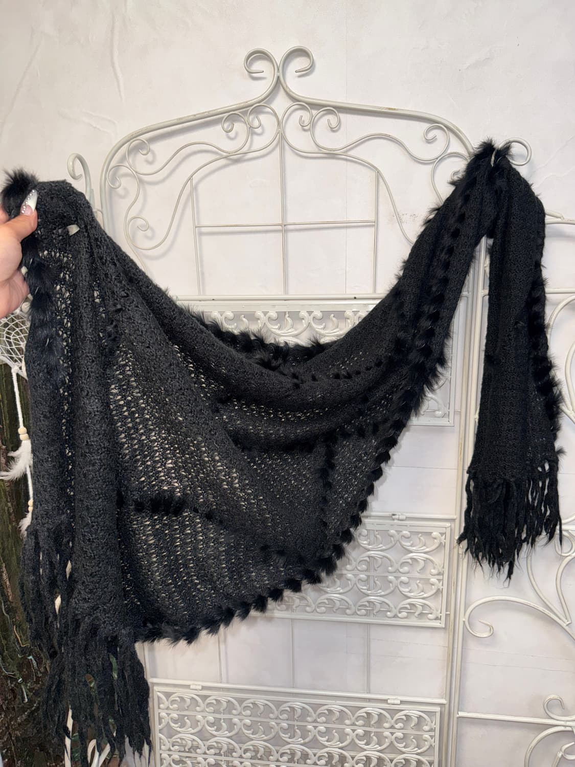 Black grunge fur trimming muffler 상품이미지1