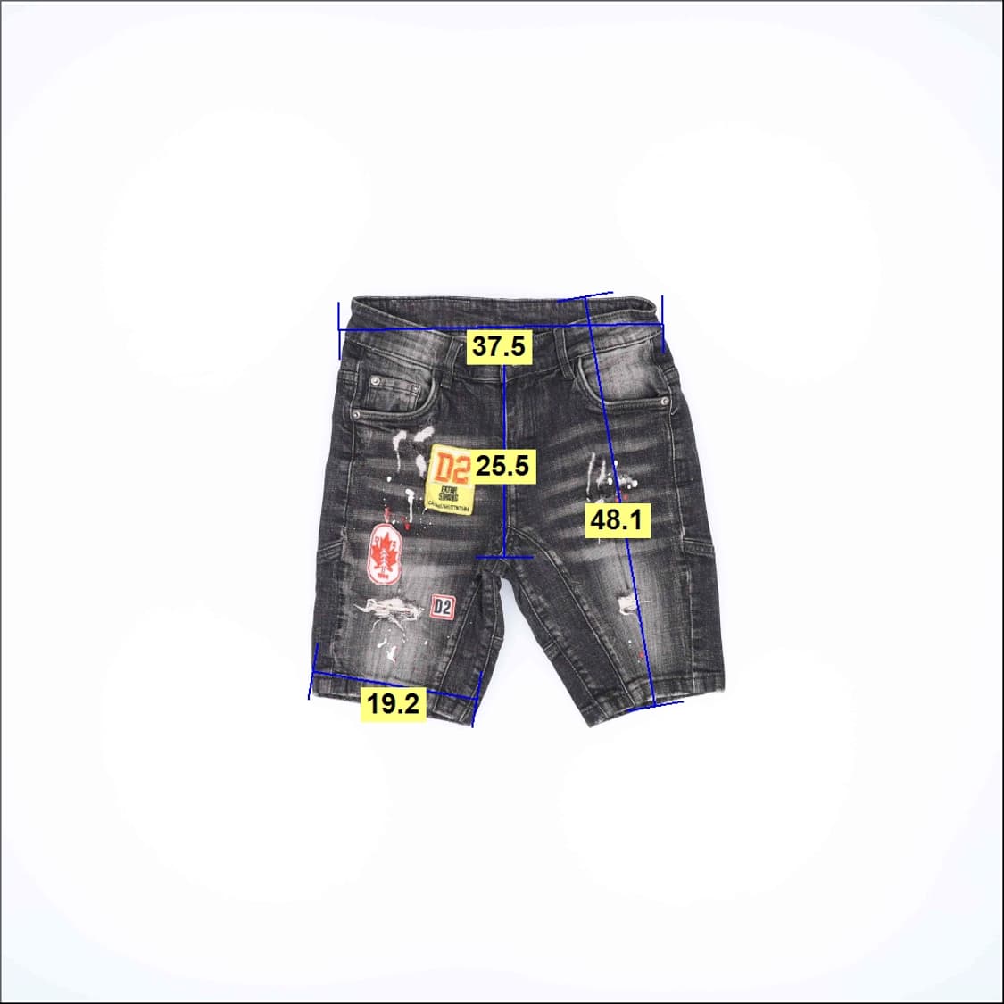 허리단34.5 빈티지 흑청 데님반바지 0320H1 상품이미지6