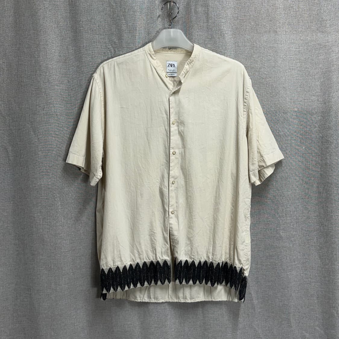 [L/루즈핏] 자라zara 헨리넥 린넨 아사 면 반팔 셔츠 남방 상품이미지1