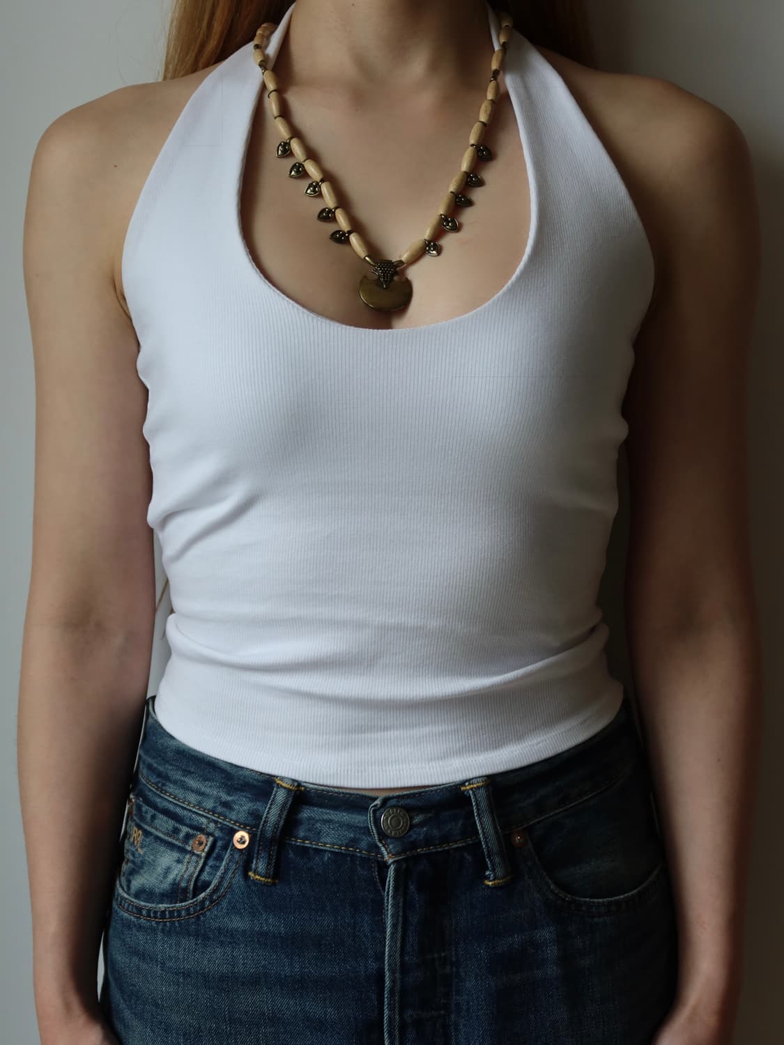 tribal crescent wood bead necklace 상품이미지2