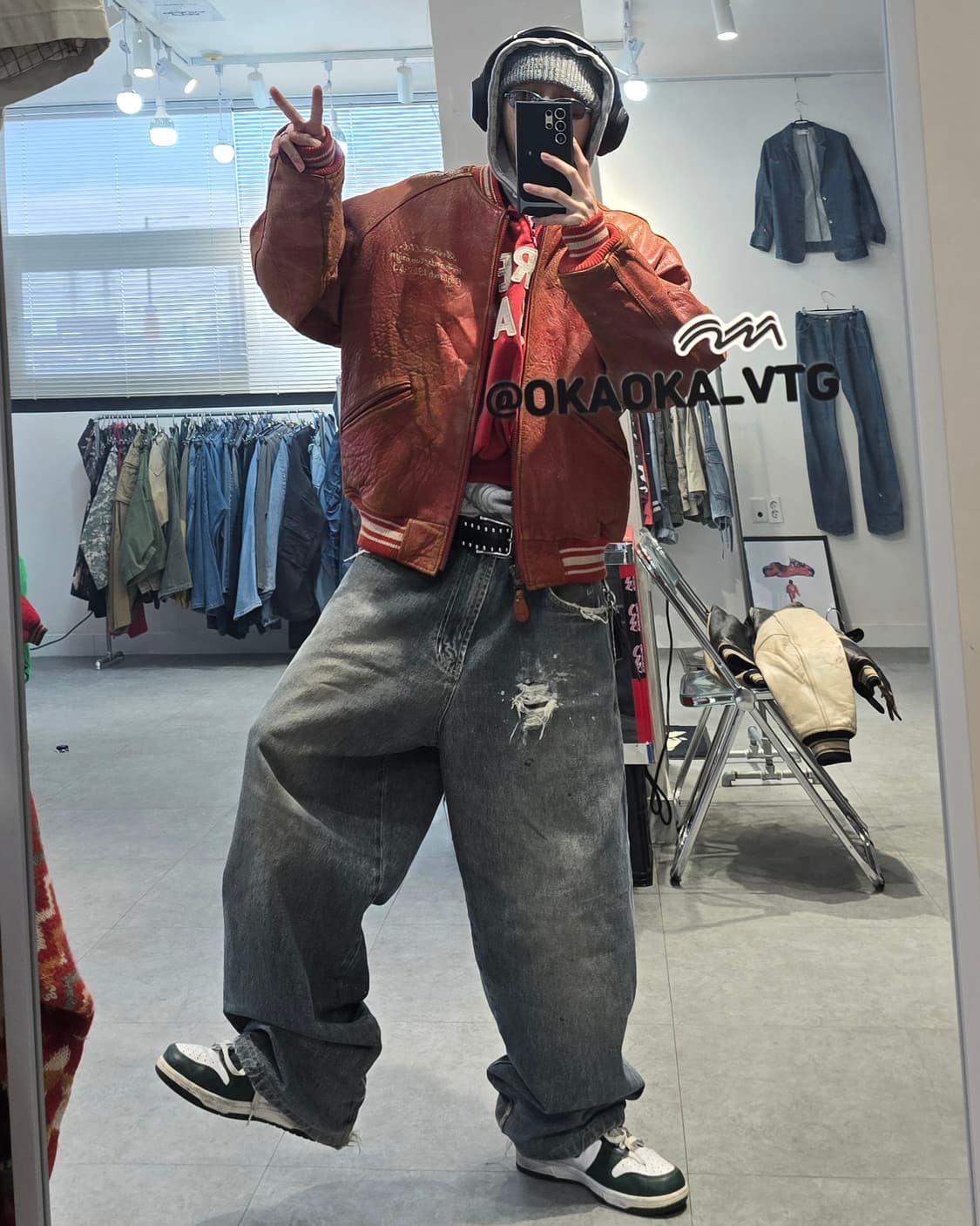 90's AVIREX 노르망디 레더 바시티 자켓 상품이미지5